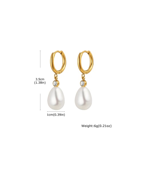 Gold Stainless Steel Pearl Drop Earrings – Huggie Hoop Design with Freshwater Pearl, Elegant & Hypoallergenic