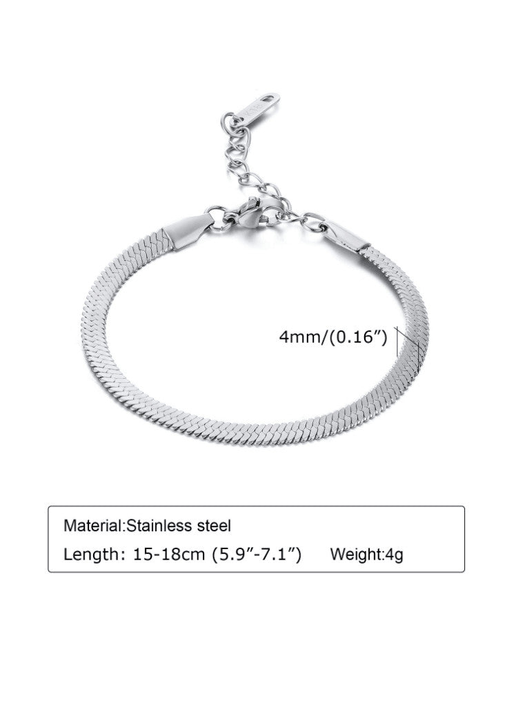 Bold Stainless Steel Snake Bone Link Bracelet – Hip Hop Style Chain in Silver or Gold, for Men and Women