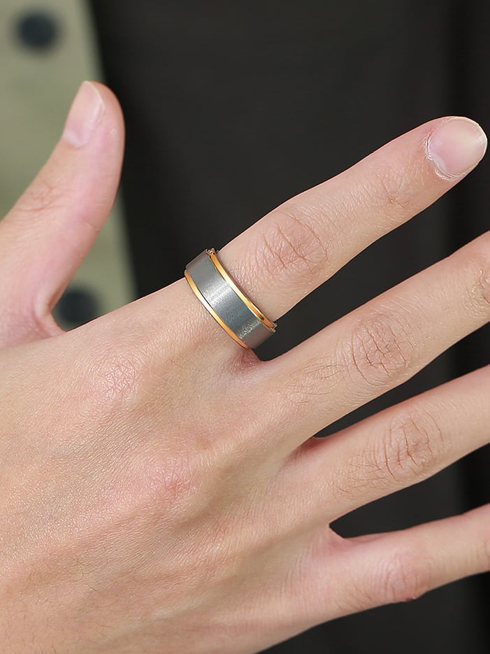 Men's Tungsten Carbide Ring with Gold IP Plated Edges – 8mm Brushed Matte Finish Comfort Fit Band