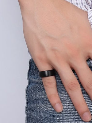 Men's Black Tungsten Carbide Ring – 8mm Brushed Matte Finish Band, Durable Comfort Fit Wedding or Fashion Ring