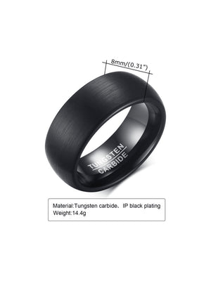 Men's Black Tungsten Carbide Ring – 8mm Brushed Matte Finish Band, Durable Comfort Fit Wedding or Fashion Ring