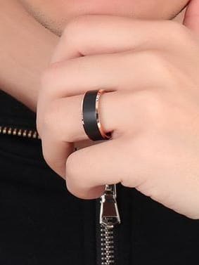 Rose Gold & Black Tungsten Carbide Ring – Geometric Minimalist Band for Men, Scratch-Resistant & Durable Design