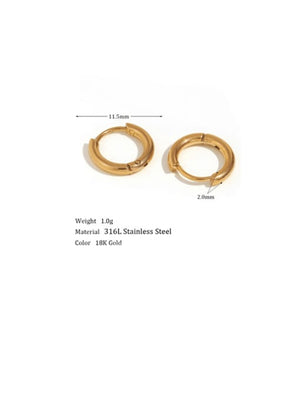 Chunky Stainless Steel Hoop Earrings for Women, 18K Gold & Silver Minimalist Thick Huggie Hoops, Everyday Style