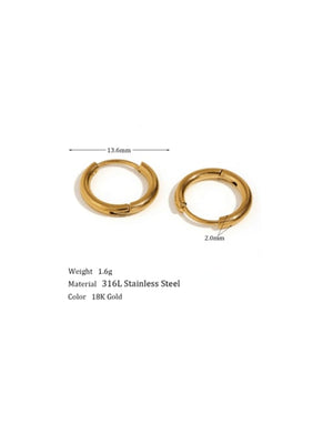 Chunky Stainless Steel Hoop Earrings for Women, 18K Gold & Silver Minimalist Thick Huggie Hoops, Everyday Style