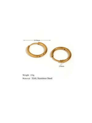 Chunky Stainless Steel Hoop Earrings for Women, 18K Gold & Silver Minimalist Thick Huggie Hoops, Everyday Style