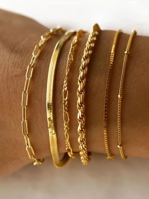 Gold Box Chain Bracelet for Women – Stainless Steel Hip Hop Jewelry, Sleek Square Link Design, Durable & Stylish