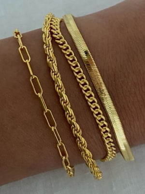 Gold Beaded Chain Bracelet for Women – Stainless Steel Hip Hop Jewelry, Polished Round Beads, Trendy & Durable