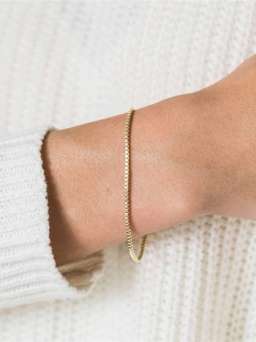 Gold Box Chain Bracelet for Women – Stainless Steel Hip Hop Jewelry, Sleek Square Link Design, Durable & Stylish
