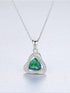 925 Sterling Silver Triangle Opal Halo CZ Pendant Necklace – Blue, Light Blue, White, Dark Green, Light Green
