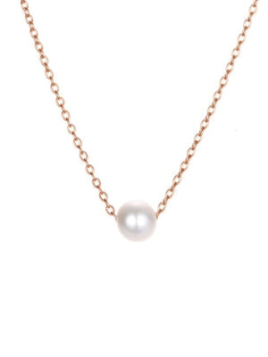 Stainless Steel Imitation Pearl Necklace – Waterproof Minimalist Design in Gold, Silver & Rose Gold Colors