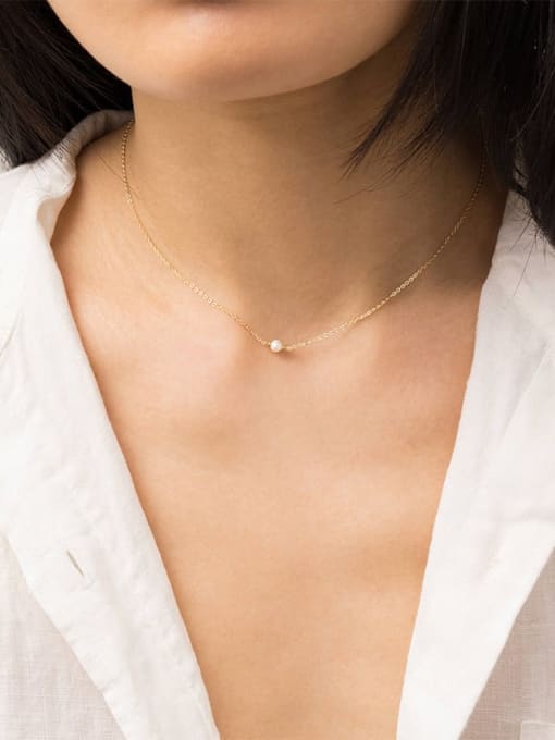 Stainless Steel Imitation Pearl Necklace – Waterproof Minimalist Design in Gold, Silver & Rose Gold Colors