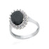 Oval Onyx Halo Zircon Sterling Silver Ring