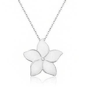 Jasmine Flower White Zircon Sterling Silver Pendant Necklace