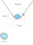 925 Sterling Silver Blue Oval Opal Necklace – Minimalist Fish Design with CZ Accents, Delicate Ocean-Inspired Gift