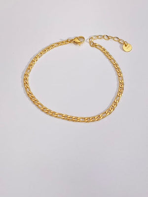 Gold Figaro Chain Bracelet for Women – 3mm Stainless Steel Hip Hop Jewelry, Classic Italian Link Design, Durable Shine