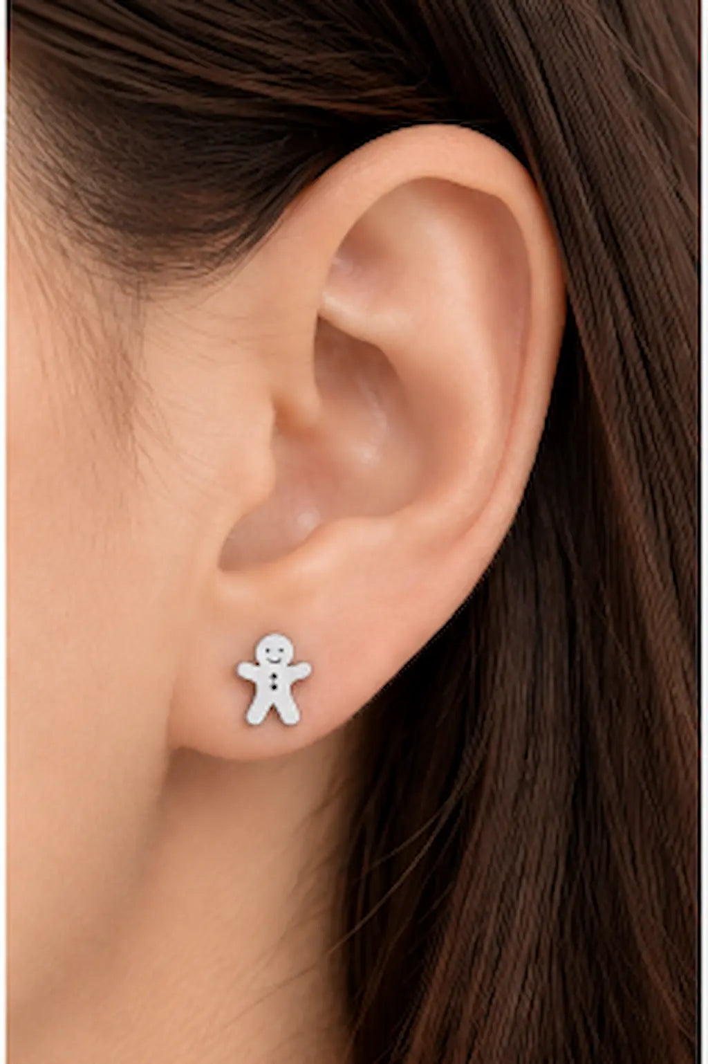 Gingerbread Man Stud Earrings – Stainless Steel Christmas Jewelry