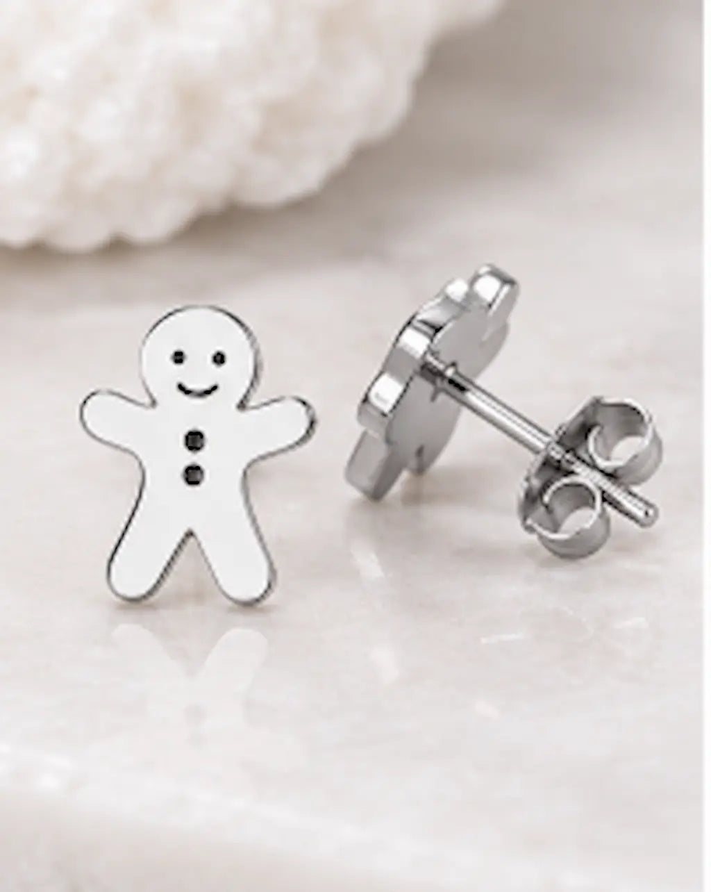 Gingerbread Man Stud Earrings – Stainless Steel Christmas Jewelry
