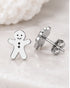 Gingerbread Man Stud Earrings – Stainless Steel Christmas Jewelry