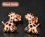 Giraffe Stud Earrings – Stainless Steel, Gold, Rose Gold, Black & Silver