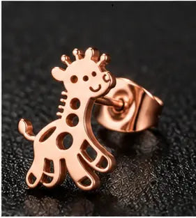 Giraffe Stud Earrings – Stainless Steel, Gold, Rose Gold, Black & Silver