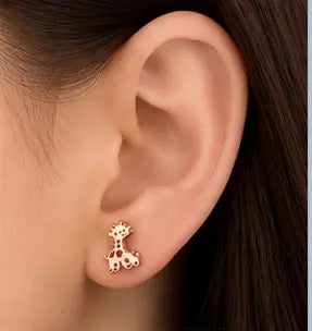 Giraffe Stud Earrings – Stainless Steel, Gold, Rose Gold, Black & Silver