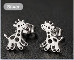Giraffe Stud Earrings – Stainless Steel, Gold, Rose Gold, Black & Silver