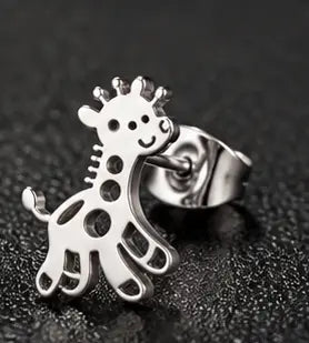 Giraffe Stud Earrings – Stainless Steel, Gold, Rose Gold, Black & Silver