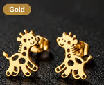 Giraffe Stud Earrings – Stainless Steel, Gold, Rose Gold, Black & Silver
