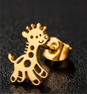 Giraffe Stud Earrings – Stainless Steel, Gold, Rose Gold, Black & Silver