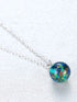 925 Sterling Silver Opal Ball Necklace – Dainty Round Fire Opal Pendant in Light Blue, Green, or Red