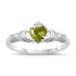 Peridot Heart CZ Claddagh Sterling Silver Ring – Irish Friendship Symbol with Green Heart Cubic Zirconia