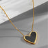 Black Mother of Pearl Heart Necklace, Stainless Steel, 18K Gold Plated, Dainty Minimalist Jewelry for Women