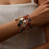 Gold Stainless Steel Clover Bracelet – Pink, White & Black Crystal Inlay – Dainty 4-Leaf Design for Layered Looks
