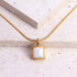 Gold Stainless Steel Necklace with Cushion Mother of Pearl Pendant, Twisted Chain, Elegant Minimalist Jewelry