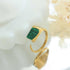 Adjustable Malachite Ring – Stainless Steel Statement Jewelry in Gold, Rose Gold, or Silver with Green Stone Accent