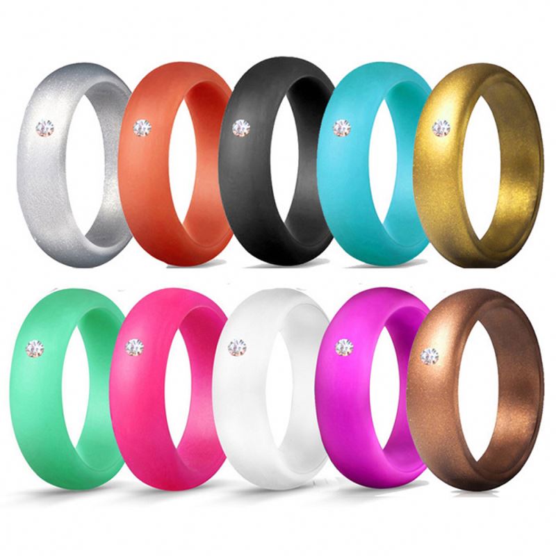 5.7MM Silicone Ring with Sparkling CZ Diamond – Lightweight, Flexible & Stylish Band for Everyday Comfort