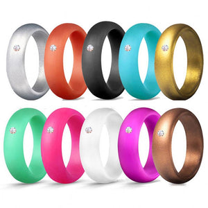 5.7MM Silicone Ring with Sparkling CZ Diamond – Lightweight, Flexible & Stylish Band for Everyday Comfort