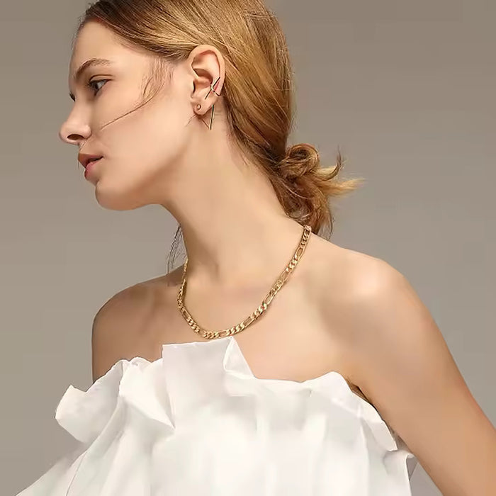 Bold Figaro Chain Necklace – 18K Gold Plated Cuban Link for Men & Women, Hypoallergenic & Durable Design