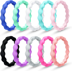 Wave Pattern Silicone Ring for Men – Flexible Rubber Band with Wavy Texture, Lightweight & Daily Comfort