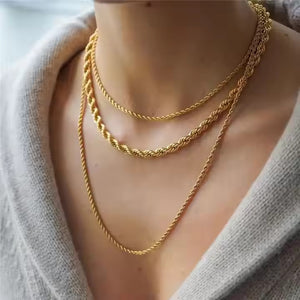 Bold Rope Chain Necklace in Gold – Stainless Steel, Multiple Thicknesses & Lengths