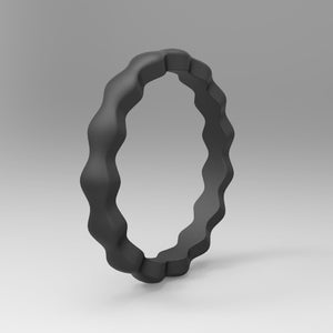 Wave Pattern Silicone Ring for Men – Flexible Rubber Band with Wavy Texture, Lightweight & Daily Comfort