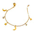 Stainless Steel Multi-Charm Dangle Anklet or Bracelet – Star, Heart, CZ Accents – Gold, Silver & Rose Gold Ankle Jewelry