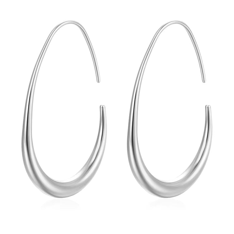 Minimalist Long Hook Dangle Earrings for Women, Stainless Steel Drop Design, Elegant Gold & Silver Tones