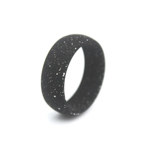 Galaxy-Inspired Fiber Silicone Ring – Black or White with Starry Dot Pattern, Flexible & Unique Men's Band
