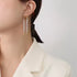 18K Gold Plated U-Shape CZ Drop Stud Earrings for Women, Geometric Stainless Steel Minimalist Dangle Jewelry