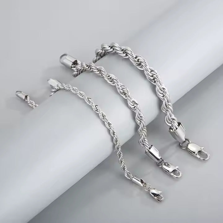 Men's Rope Chain Bracelet, Stainless Steel, Braided Design, Gold & Silver Color, Bold Everyday Jewelry