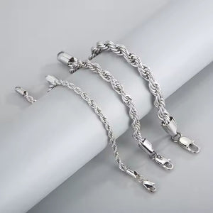 Men's Rope Chain Bracelet, Stainless Steel, Braided Design, Gold & Silver Color, Bold Everyday Jewelry