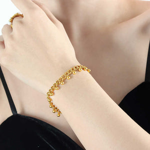 18K Gold Plated Stainless Steel Dangle Ball Chain Bracelet – Cuban Link Gold Chain for Women, Modern Style