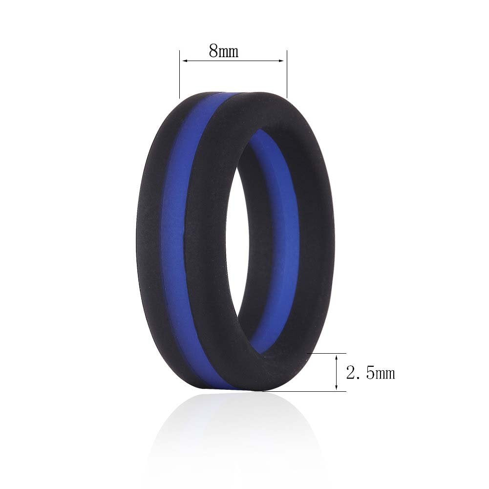 Triple Band Silicone Ring for Men – Sandwich Band For Women – Durable, Flexible Design with Distinctive Middle Stripe Accent