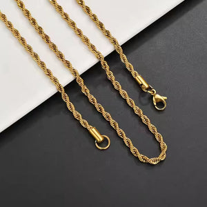 Bold Rope Chain Necklace in Gold – Stainless Steel, Multiple Thicknesses & Lengths